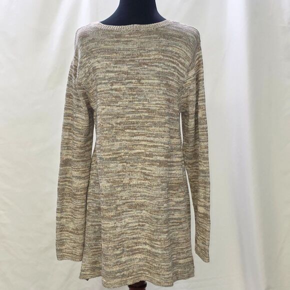 Chic Marled Knit Tunic Sweater – Soft Earth Tones, Relaxed Fit Size Medium - Picture 7 of 9